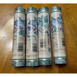Borders Pre-Pasted Wallpaper Border Seashells Scallop Pink Blue 15' Ft (4 rolls)